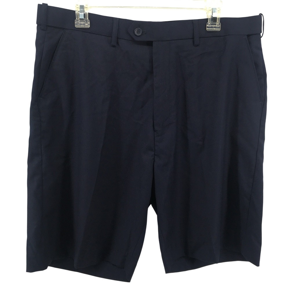 Bocaccio Golf Shorts Men 36 Navy Blue Polyester Rayon Spandex Stretch Flat Front